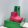 Partihandel Toppkvalitet Candy Color Big Head Rain Boots Luxury Designer Tjock-Soled Short Tube Vattentät Avokado Chelsea Martin Stövlar Storlek 35-40