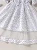Toddler Girls Polka Dot Print Contrast Mesh Flounce Sleeve Dress SHE