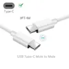 Typ-C för att skriva C PD Snabb Laddkablar USB-C Cord Data Sync Cable 1m 2M för Samsung Not10 Not 10 S10 PLUS HUAWEI LG