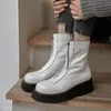Morazora 2021 New Genuine Leather Boots Plataforma Zip Botas de Torno