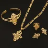 Orecchini Collana In Oro E Argento Placcato Set Di Gioielli Con Croce Per Bambino Etiope Per Ragazze Adolescenti Donne Nigeria Congo Uganda1717