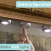 Round Lamp Under Cabinet Closet Push 4 LED Touch Control Night Light Stick on Lamp Home Kitchen Bedroom Automobile Use