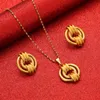 Äthiopische Dubai Ohrringe Halskette Set für Frauen Gold Farbe Blumen arabischen afrikanischen Schmuck Sets Party Geschenke