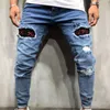 Herren Designer Patches Panelled Jeans Male Stretch Skinny Hole Bleistift Hosen Fashion Homme Street Style Jeans264r