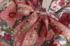 Vrouwen Vintage Retro Rode Floral Print Kimono Pak Jas Dames Taille Bowknot Sjerpen Uitloper Business Casual Slim Coat LJ200813