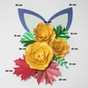 Decoratieve bloemen kransen cardstock geel DIY papier bladeren oren set voor bruiloft gebeurtenis achtergronden decoraties kwekerij muur deco video tuto