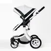 Роскошная детская коляска 3 в 1,2020 новая искусственная кожаная коляска и автокресло, высокая пейзажная портативная коляска, белый Pram1