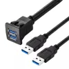 Câble d'extension de tableau de bord double USB3.0 mâle à femelle, panneau encastré, blindé pour voiture et moto, 1M
