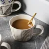 Tazza in ceramica creativa dipinta a mano Retro caffè fatto a mano forma irregolare tè al latte regalo unico Home Deco 220311