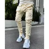 Calça Cargo GODLIKEU Primavera e Outono Masculina Stretch Múltiplos Bolsos Refletiva Reta Esportiva Fitness Calças Casuais Joggers