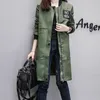 Trench-Coat pour femmes Streetwear à manches longues Zipper Femme Printemps Imperméables Casaco Feminino Moletom Army Green Vêtements pour femmes 201202