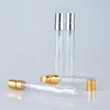 Mini frascos de amostra de perfume 10ml Claro vidro vazio spray garrafas de atomizador com ouro preto de prata