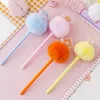 Ins Hot Plush Ball Pen Creative Stationery Lovely Neutral Pen 0.5MM Black Water Signature Fluffy Gel Pens School Office Supply Writing Tool 0858
