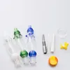 CSYC NC036 Glass Water Bong Smoking Pipe Gift Box 14mm Ceramic Quartz Nail Clip Wax Dish OD 35mm About 8.34 Inches Spill-proof Dab Rig Pipes