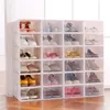 Transparent plastic shoe storage box Japanese Thickened flip drawer organizer