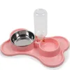 الفولاذ المقاوم للصدأ Nonslip Pet Bowls الكلب ماء زجاجة جرو قطة شرب الطعام مزدوج تغذية اللوازم Y200917