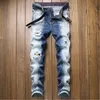 Adam Yama Delik Kot Moda Trend Sokak MID Bel Düz Denim Pantolon Tasarımcı Erkek Sonbahar Yeni Fermuar Esneklik Rahat Kot