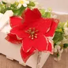 Dekoracje świąteczne brokat sztuczne kwiaty ozdoby na drzewie świąteczne DIY wesoły na domowe dekoracje imprezowe1