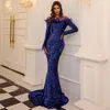 Sexy Off Shoulder Sequin Evening Dresses Women Feather Solid Color Evening Party Dress Maxi Dress Vestdios 011906