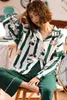 Panda Cute Print Womens Pajamas Set Ladies Cotton Homewear Full Length Sleepwear 201217