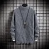 Tröja Nya män passade stickad solid o-hals manlig pullover långärmad argyle Autumn casual stickwear Loose Warm Mens Clothing 201118 S