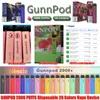 Gunnpod 2000 Puffs Pre-Filled Disposable Vape 1250 MAH Batterij E Sigaret DEIVCE 18350 8ML Vaporizer Starter Kit vs Bar 20 Flavs Pen Pod Bladerde Gunpod Gun Pod