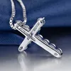 Luxury Cubic Zircon Cross Pendant Necklace 925 Sterling Silver Cross Christian Jesus Jewelry For Women Gift free DHL