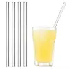 Paille en verre transparent 200 * 8mm Pailles à boire en verre pliées droites réutilisables avec brosse Pailles en verre écologiques pour Smoothies Cocktails BES121