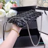 Designer- Fashion Balck Leather and Nylon Shoulder Bag Crossbody Chain Strap Women Shoulders Bags Crochet Handbags Totes