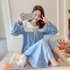 Spring Autumn Cotton Maternity Night Dress Long Sleeve Loose Sweet Nightgown Clothes for Pregnant Women Pregnancy Sleep Lounge LJ201125