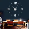 Duży Bezramowy DIY Clock Clock Mut Lusterka Naklejki Nowoczesne Gigantyczne Zegar ścienny Nie tykanie do salonu Sypialnia Kitchen LJ201204