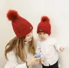 Parent-child Kids Winter Hats Baby Mom Solid Pom Pom Beanie Knitting Caps Baby Warmer Hats Girls Children Cap Hat