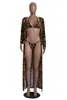 Moda Sexy Leopard Drukuj Cloak + Bikini 3 Sztuka Swimwear Set Beach Party Hot Sales New Swimwear