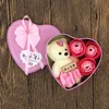 Valentine039s Day Lover Rose Flowers Rose Bouquet with Teddy Bear Birthday Gift Metal Package Essential Oil Soap Flower WD950927408130