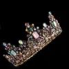 Alaşım Rhinestone Taçlar Vintage Altın Kakma Yedi Renkler Elmas Taç Prenses Bling Düğün Tiaras Takı Kafa Saç Doğum Günü Partisi
