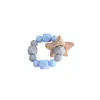 13 Colors Baby Teether Rings Food Grade Beech Wood Five-pointed star Teething Ring Teethers Toys Round Wooden silicone Beads M3185