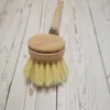 Kitchen Cleaning Brush Bamboo Long Handle Sisal Wash Pot Dishes Brush Can Replace Brush Head 23cm LX4522