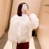TWOTWINSTYLE Casual Patchwork Ruffle Shirt Female Turtleneck Lantern Long Sleeve Loose Blouse For Women Fashion Clothes New 201201