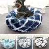 Hot Long Plush Dog Bed Vinter Varm Rund Djur Sova Bäddar Soild Color Soft Pet Dogs Cat Cushion Matt Dropshipping