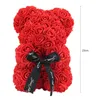 VKTech Valentines Day Gift 23cm Red Rose Teddy Bear Rose Flower Artificial Decoration för jul Alla hjärtans födelsedagspresent272h