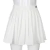 Branco saia plissada curta mulher cintura elástica mini saias sexy mircro verão bordado mini saia de tênis novo preppy y12142902306