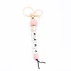 lCross Border Wholesale Beaded Food Grade Silicone Letter Keychain Pendant Key Ring Multicolor Optional