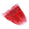 Virgin Peruvien Human Embouche profonde Red Rouge Oreille à oreille à l'oreille Frontal Bright Red Full Frontals 13x4 Clôture en dentelle avec Baby Hair1057270