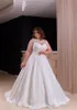 2022 Plus Size Bohemian Brautkleider mit V-Ausschnitt, appliziert, ärmellos, Strand-Brautkleid, Rüschen, Sweep-Zug, nach Maß Abiti Da Sposa CG001