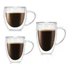 Soffe Tazza da caffè in vetro di alta qualità con manico 250ML 350ml Bicchiere a doppio strato resistente al calore Creativo Tazza per bere tè al latte 201029