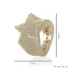 Anello stella da uomo 18 carati rame fascino oro argento colore zircone pieno moda gioielli hip hop rock