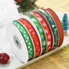 25 Yards 10mm Christmas Ribbon Printed Grosgrain Ribbons for Gift Wrapping Wedding Decoration Hair Bows DIY Free Shipping