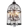 American country industrial wind wrought iron crystal bird cage chandelier Nordic retro restaurant clothing store stairs bar lamps