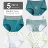 Langsha 5 pcs mulheres calcinhas senhora algodão underwear meninas respirável sem costura cintura alta cintura cute mulheres sexy lingerie íntima lj200822