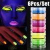 Maquiagem Fluorescente Neon Pigmento Eye Shadow Nape Maquiagem Paleta Brilho em Escuro 6 Cores Eye Shadow Glitter Eyeshadow Prego Cosméticos 1 SET = 6PCS